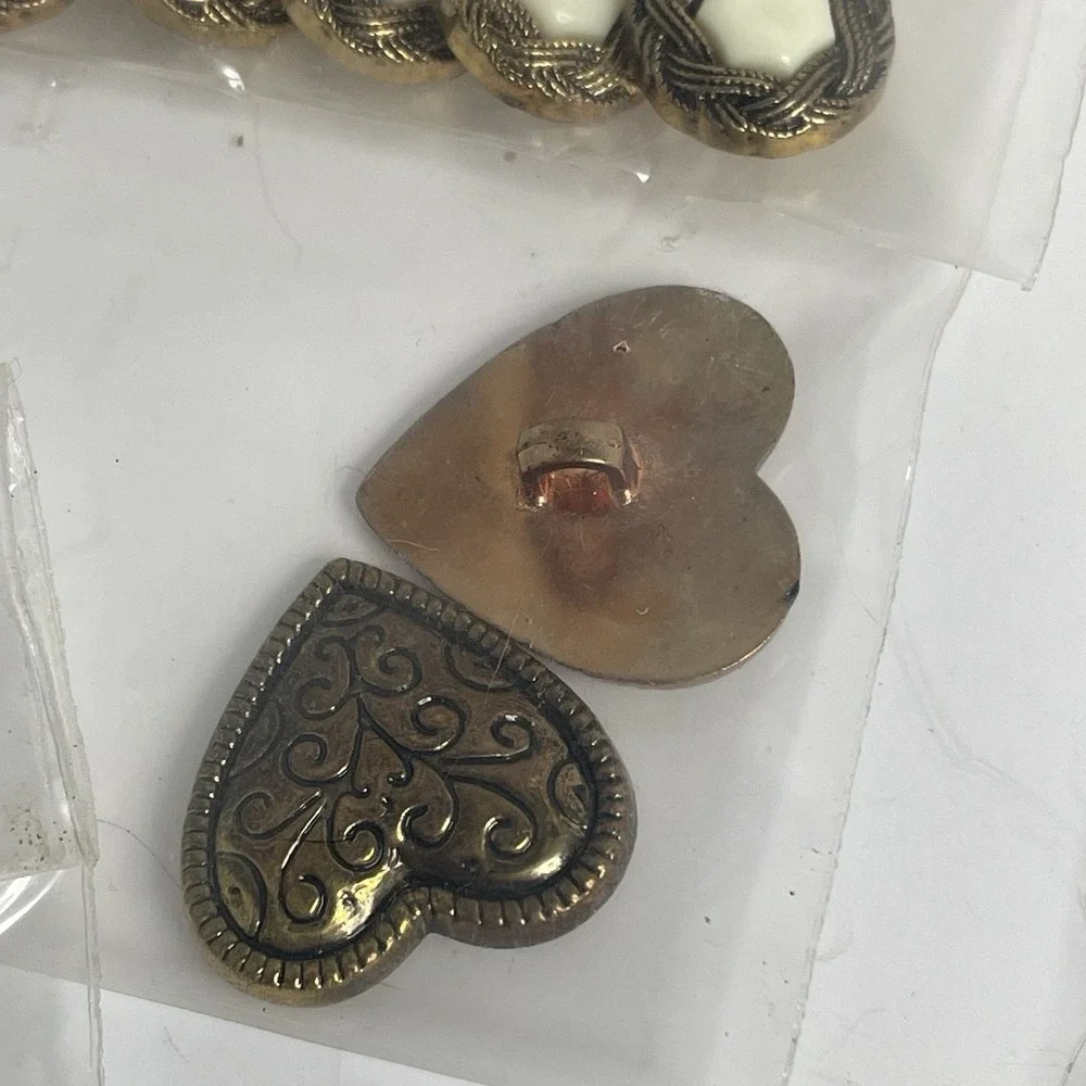 Lg Lot Vintage Gold Silver Tone Metal/Brass Buttons Shank Crafts Military White
